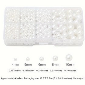 Resim 820 Adet Şık Plastik İnci Boncuk Çeşitleri Seti, Şapka, Saç Aksesuarları, Giyim, Ayakkabı, Çanta İçin Çok Yönlü DIY İnci Süslemeleri - Moda El İşi İncileri İnci Yerleştirme Aracı Gerektirir 