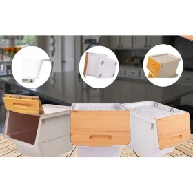 Resim Geseus Motek Patateslik Soğanlık Sepeti Oyuncak Kutusu Tekerlekli Organızer Çok Amaçlı Kutu 1X12LT-BAMBU+KREM 