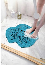 Resim Ahtapot Banyo Paspası Kaymaz Taban Yumuşak Esnek Paspas Islak Zemin Hijyenik Paspas 40x60 Cm Mavi 