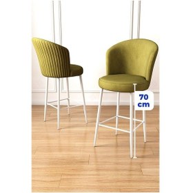Resim Canisa Fora Serisi 6 Adet Fıstık Yeşili Sandalye Mutfak Bar Sandalyesi Babyface Kumaş Beyaz Metal Ayak Sandalyeler Fıstık Yeşili Ayaklar Beyaz 