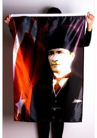 Resim Atatürk Portre Raşel Kumaş Dijital Baskı Bayrak 70x105 cm 