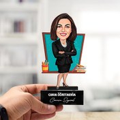 Resim Siyah Kıyafetli Kadın Öğretmen Karikatürlü Biblo 
