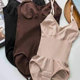 Resim 2 Adet Kadınlar İçin Dikişsiz Şekillendirici Bodysuit - Doğum Sonrası Karın Kontrolü, & Fitness - Nefes Alabilen Kumaş, Makinede Yıkanabilir, Dolgusuz, Düz Renk (Kahverengi/Siyah), Karın Kontrollü Şekillendirici Giysi, Postnatal Giyim, Şık Tasarım, Dayanıklı Yapı 