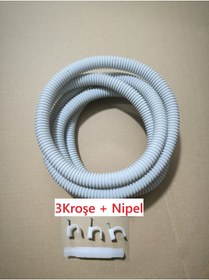 Resim TOPALAKTİCARET Klima Drenaj Hortumu Su Tahliye Hortumu 2.8 M Ek yapılan Üst Kalite 3Adet Kroşe + 1 Adet Nipel 