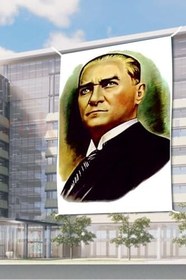 Resim ZC Bayrak Mustafa Kemal Atatürk Portre 200x300cm Raşel Dijital Baskı Bayrak 
