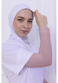 Resim Loggia Likralı Penye Kolluk Pudra - Pratik Kadın Tesettür Düz Namaz Kolluğu 1 Çift 40cm Viskon Hijab Pudra 