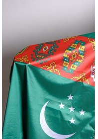 Resim Türkmenistan Milli Gönder Bayrağı Raşel Kumaş Dijital Baskı 70x105 cm 