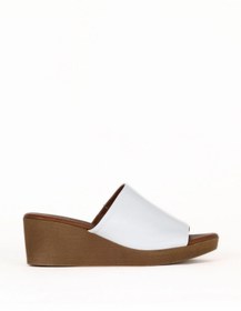 Resim Bueno Shoes Beyaz Deri Kadın Dolgu Topuklu Terlik 