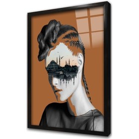 Resim İstanbul Kadın Manipülasyon Kahve Çerçeveli Cam Tablo-171976 