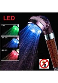Resim Led Işıklı Banyo Duş Başlığı Su Tasarruflu Duş Fıskiyesi -pil Veya Elektrik Gerekmez. Çok Renkli 