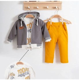 Resim Erkek Bebek Today Baskılı Yağmurluk 3'lü Takım Gri 