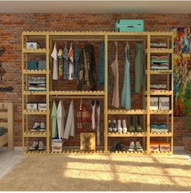 Resim Glória - Açık Ahşap El Yapımı Gardırop 