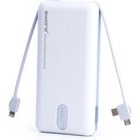Resim SWORD 10.000mAh Kendinden Kablolu Hızlı Güvenli Şarj Taşınabilir Powerbank iPhone,Android Uyumlu SW- 