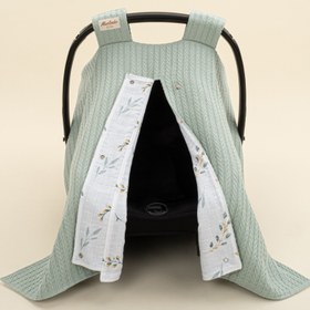 Resim Puset Örtüsü - Çift Taraflı - Mint Örgü - Yapraklar 