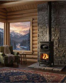 Resim Reyo Stove Danışment Fırınlı Küllüklü Döküm Şömine Soba 