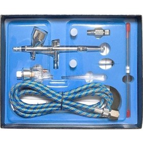 Resim Pazly Profesyonel Çift Aşamalı Hava Tabancası Seti - 0.2/0.3/0.5mm Nozul, 9cc Hazne, Vücut Boyama, Dövme, Model Yapımı İçin 