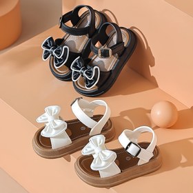 Resim Küçük Kızların Sevimli Yay Sandaletleri - Moda Açık Ayak Plaj ve Bahçe Ayakkabıları, Ayarlanabilir Kayışlı, İç ve Dış Mekan Kullanımı İçin Nefes Alabilen PVC Taban, Gençler İçin Kolay Giyilebilen Hafif Terlikler, Plaj Ayakkabısı 