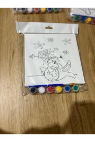 Resim 20x20 Cm Çocuk Tuval Seti 6 Lı Boya Ve Fırça Dahil 