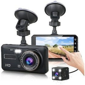 Resim Springsunaraç Kaydedici1080p Araç İçi Kamera Dokunmatik Ekran Video Dvr Kaydedici Ön Ve Arka Gece Görüşü Çift Kamera 