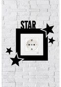 Resim Star Yazılı Yıldız Tasarım Priz Çerçevesi İç Ölçü 8,4x8,4 Cm Dekoratif Priz - Anahtar Çerçevesi 
