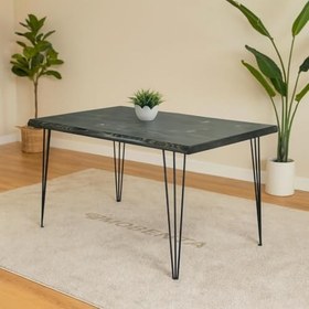 Resim Doğal Ağaç Masif Kütük Yemek Masası 90cm x 150cm (Metal Ayak) 