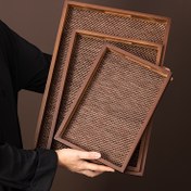 Resim 1 Adet Çin Tarzı Siyah Ceviz Masif Ahşap Tepsi, Dim Sum Tabağı Ağır Bambu Mat Çay Plakası Dekoratif Tepsi, Öğle Yemeği Kek Tablası, Atıştırmalık, Tatlı, Meyve, Ekmek, Yiyecek Sergileme İçin Uygun, Kırılmaz Doğal Mutfak Eşyası, Biftek, Pastalar, Kutlama Partileri, Buluşmalar, Açık Hava Kampı, Hediye İçin İdeal, Gıda Temasına Uyumlu Değil 