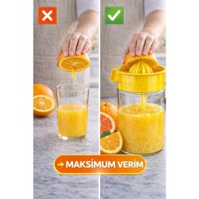 Resim Open Home Concept Sarı Narenciye Sıkacağı Manuel Meyve Sıkacak Portakal Limon Sıkacağı Hazneli Pratik 660 ml 