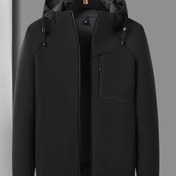 Resim Erkekler İçin Kışlık Rüzgar Geçirmez Softshell Ceket - Tam Fermuarlı & Kapüşonlu Yaka, Sağlam ve Kaliteli Dış Manto, Çift Taraflı Şeritli Cepler, Makinede Yıkanabilir 
