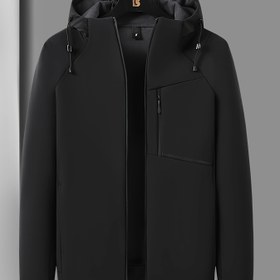 Resim Erkekler İçin Kışlık Rüzgar Geçirmez Softshell Ceket - Tam Fermuarlı & Kapüşonlu Yaka, Sağlam ve Kaliteli Dış Manto, Çift Taraflı Şeritli Cepler, Makinede Yıkanabilir 