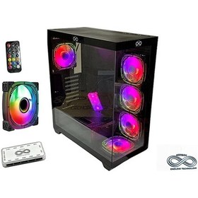 Resim Aztech Azt101 B 5 X Rgb Fan Uzakdan Kumanda Siyah Akvaryum Gamin Kasa Temper Cam , Rgb Switch 