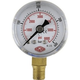 Resim Simga 0-400 Bar Çap Ø40 MM ALTtan Bağlantılı Kuru Tip Manometre 