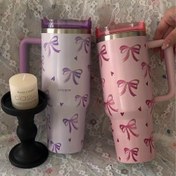 Resim 1 adet 40oz Paslanmaz Çelik Seyahat Bardağı, Yay ve Kalp Baskılı Tasarım - Çift Duvarlı Vakumlu İzoleli Bardak, Sızdırmaz Kapak, Kaymaz Tutma, İçecekleri Saatlerce Sıcak / Soğuk Tutur, Seyahat, Okul ve Açık Hava Aktiviteleri için Mükemmel, Seyahat Bardağı, Soğuk Tutma Vakumlu Bardak, Büyük Kapasiteli Bardak, Gradyan Bardak, Sıcak ve Soğuk Mor Bardak, Termos, Kahve Seyahat Bardağı, Termal Bardak, Stanly Bardak 