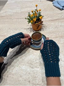 Resim örgü El Yapımı Parmaksız Eldiven/ Ajurlu Şık Tasarım/ Kışlık Kadın Eldiven 