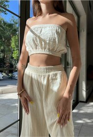 Resim Husufi Müslin Crop Top Naturel 
