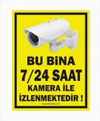 Resim zafrakreklam Bina 7/24 Saat Kamera Ile Izlenmektedir Güvenlik Kamera Tabela 24x32 Cm 5mm Forex 