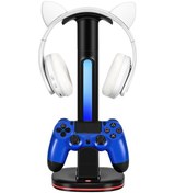 Resim Cbtx Rgb Işık Oyunu Denetleyici Şarj Cihazı 2 Usb Bağlantı Noktası İle Kulaklık Tutucu For Ps4 