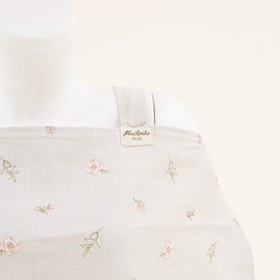 Resim Çift Katlı Muslin Emzirme Önlüğü - Pembe Çiçekler 