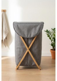 Resim Digithome Bambu Çapraz Ayaklı Banyo Kirli Çamaşır Sepeti Banyo Düzenleyici Sepet Kahverengi 