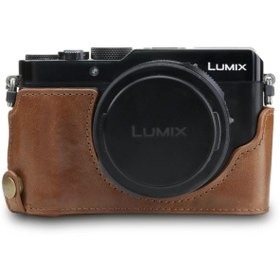 Resim MegaGear Panasonic Lumix Dc-lx100 Iı Tek Dip Hakiki Deri Fotoğraf Makinesi Kılıfı 