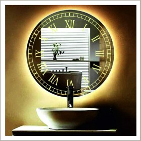 Resim Dnr-Mirror55 Cm Günışığı Ledli Tasarım Kumlamalı Banyo Aynası Makyaj Aynası Işıklı Ayna 