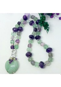 Resim 1888 Amazonit Florit Ametist El Yapımı Kolye Çok REnkli 