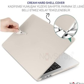 Resim NovStrap Macbook Uyumlu Pro Uyumlu M1 M2 13" A2289 A2251 A1706 A1708 A1989 A2159 A2338 Kılıf Cream Kapak 