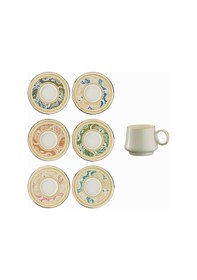 Resim Sandro Moreno 1453 Şal Yüzük Gold 12 Parça 6 Kişilik Kahve Fincan Takım - 90 Ml renkli 