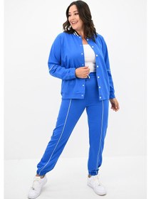 Resim Kadın Büyük Beden Çıtçıt Kapama Detaylı Eşofman Takımı 8132-25 001 