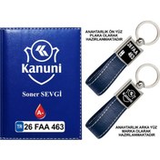 Resim Plakanıza Özel Kanuni Motor Logolu Lacivert Ruhsat Kabı Ve Anahtarlık 