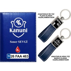 Resim Plakanıza Özel Kanuni Motor Logolu Lacivert Ruhsat Kabı Ve Anahtarlık 