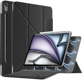 Resim m.tk moveteck Galaxy Tab S10 FE Plus 13.1 inç ile Uyumlu Magic Klavyeli Kılıf, Mıknatıslı Ön Kapak, Siyah 