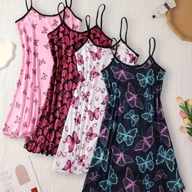 Resim 4 Parça Kadın Seksi Halter Gecelik Takımı - Rahat Polyester ve Spandex Karışımı, Çizgi Baskı, Makinede Yıkanabilir 