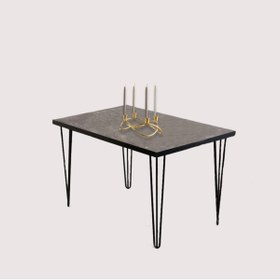 Resim Cosargroup Masa Mermer Desen 120x70 Cmferforje Tel Ayak Ahşap Masa 