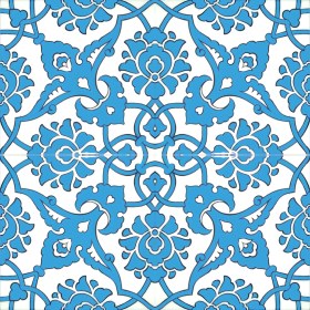 Resim Armada Çini 20x20 Cm SP 83 Mavi Beyaz İznik Rumi Kütahya Çini Karo 